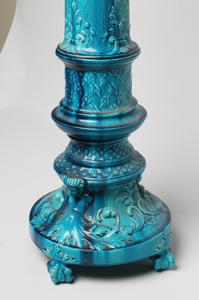 A BURMANTOFTS TURQUOISE GLAZED "FAIENCE" PEDESTAL Image