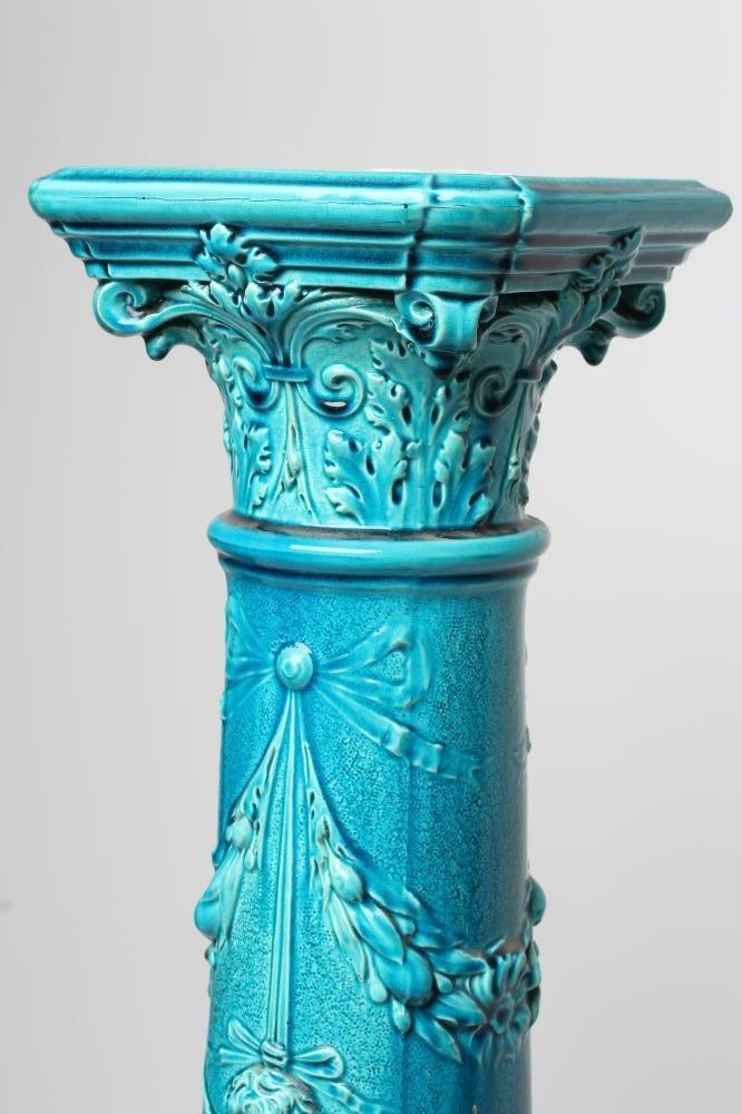 A BURMANTOFTS TURQUOISE GLAZED "FAIENCE" PEDESTAL Image