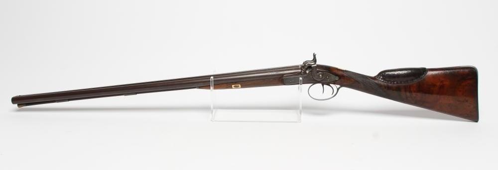 A DOUBLE BARRELLED PERCUSSION SPORTING SHOTGUN by Collins of London Image