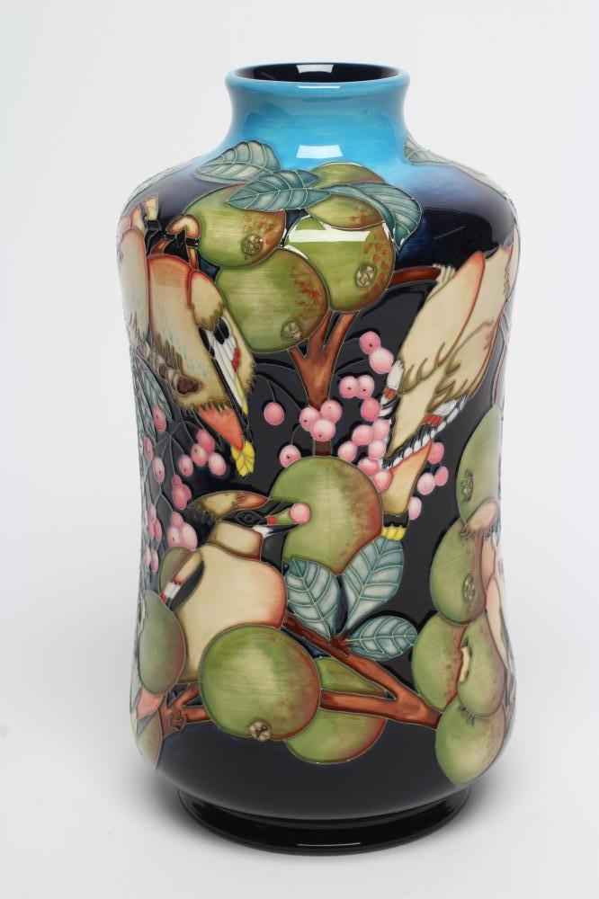 A MOORCROFT POTTERY WAXWINGS PATTERN VASE Image
