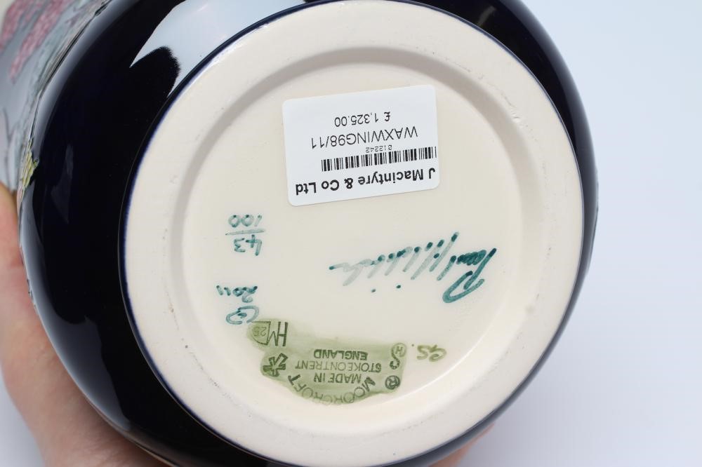 A MOORCROFT POTTERY WAXWINGS PATTERN VASE Image