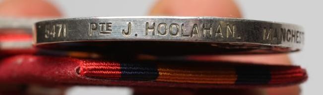 A QUEEN'S SOUTH AFRICA MEDAL awarded to 5471 PTE. J. Hoolahan. Manchester Regiment Image