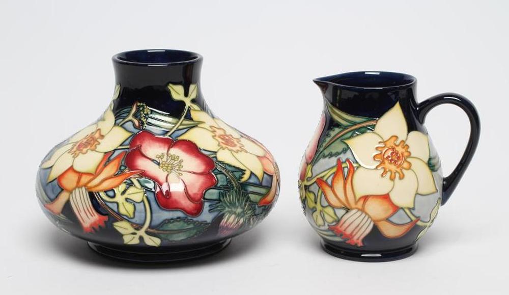 A MOORCROFT POTTERY GOLDEN JUBILEE PATTERN VASE AND JUG Image