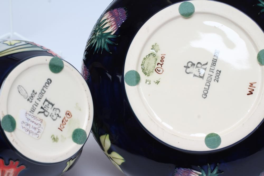 A MOORCROFT POTTERY GOLDEN JUBILEE PATTERN VASE AND JUG Image