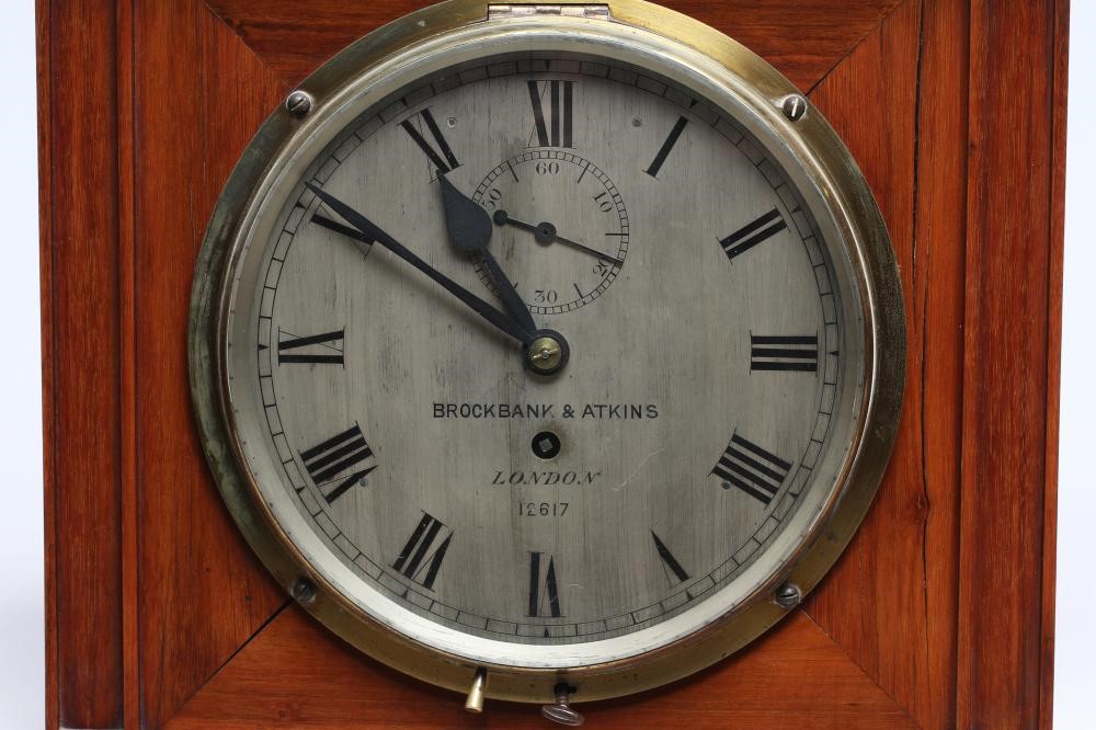 A MAHOGANY BRACKET CLOCK by Brockbank and Atkins Image