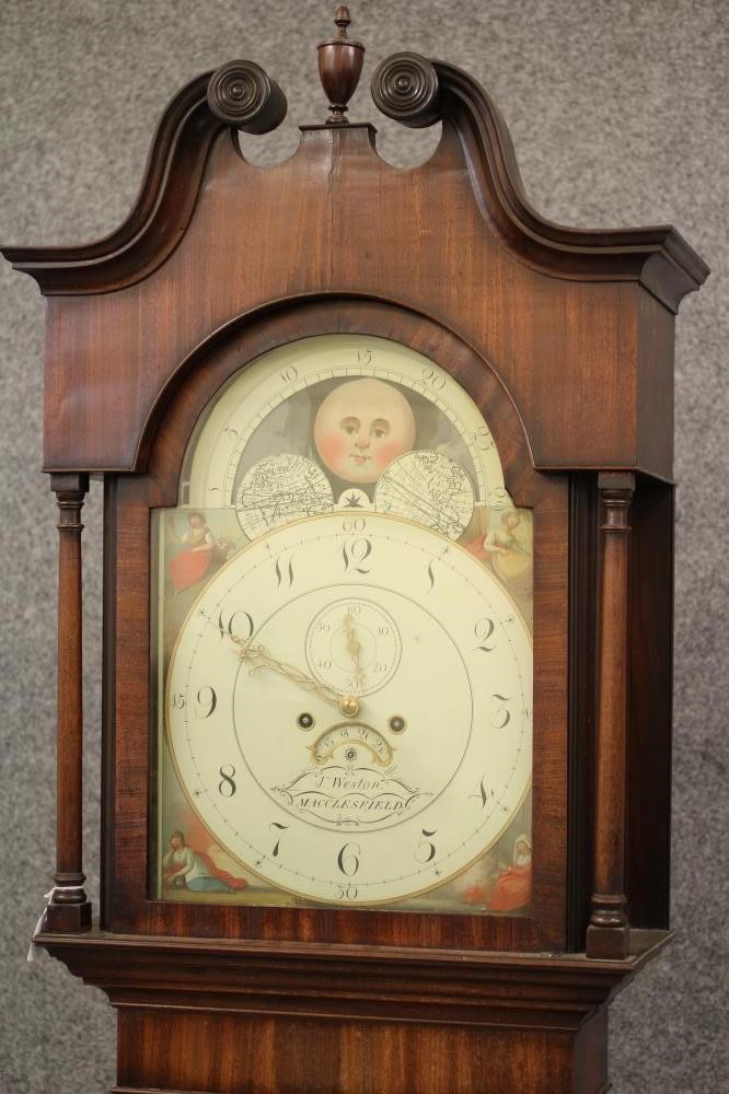 A MAHOGANY LONGCASE CLOCK signed J Weston Image