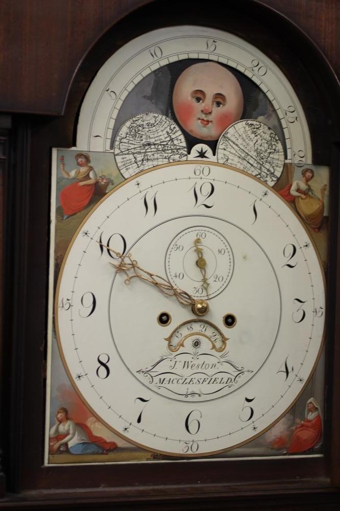 A MAHOGANY LONGCASE CLOCK signed J Weston Image
