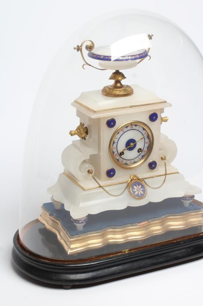 A FRENCH ALABASTER MANTEL CLOCK Image