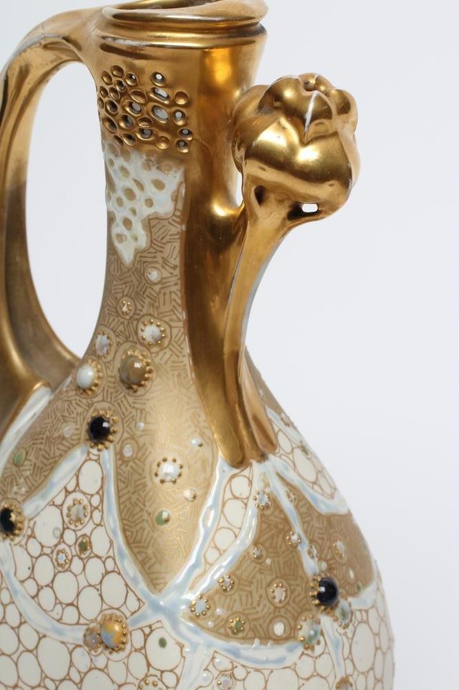 A TURN OF TEPLITZ AMPHORA EARTHENWARE SECESSIONIST EWER of organic form with abstract raised Image