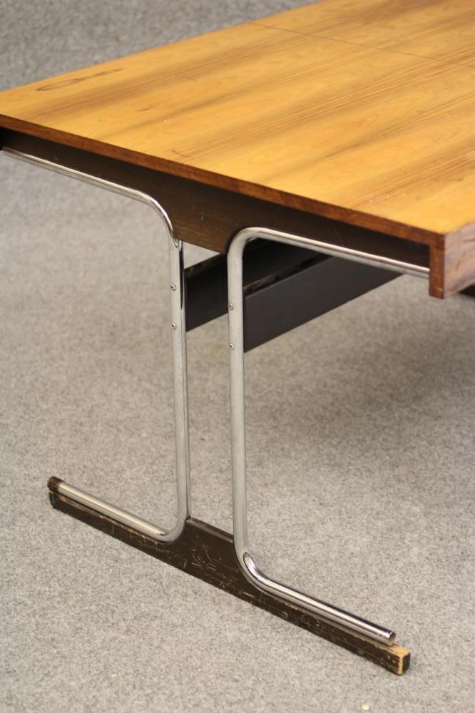 A ROSEWOOD AND PLATED CHROME EXTENDING SIDE TABLE/DESK Image