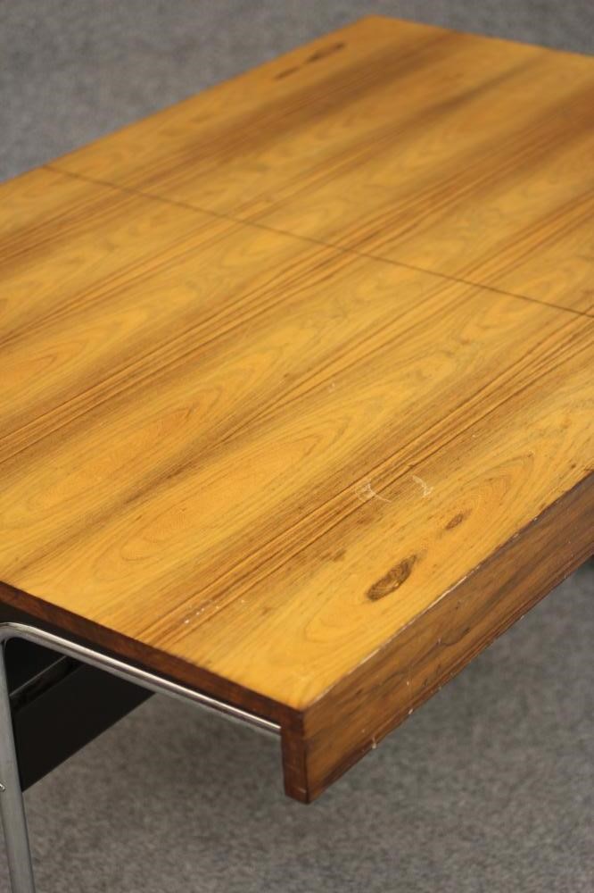 A ROSEWOOD AND PLATED CHROME EXTENDING SIDE TABLE/DESK Image