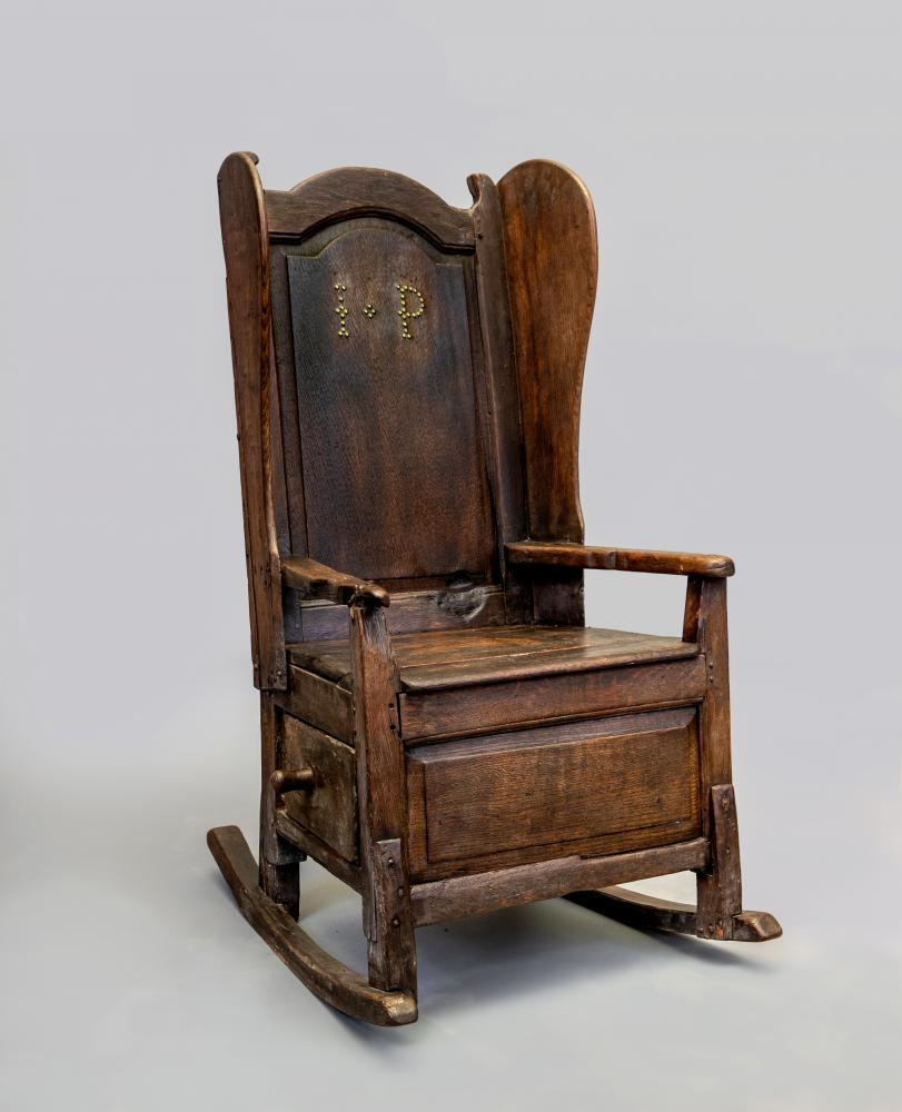 A JOINED OAK LAMBING WING ARMCHAIR Image