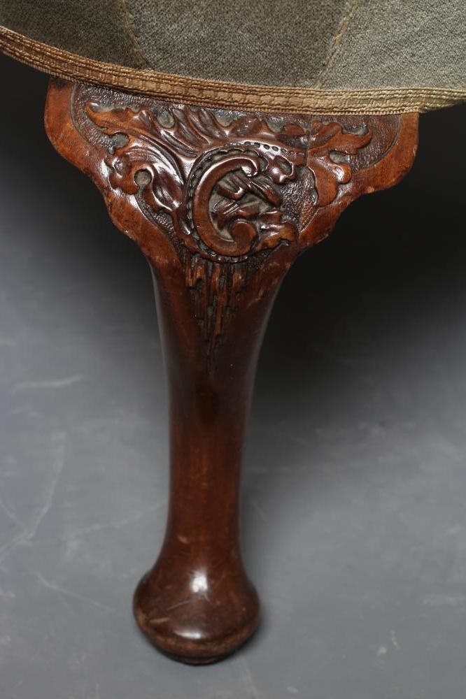 A BEECH FRAMED WING ARMCHAIR of early Georgian design upholstered in pale green dralon Image