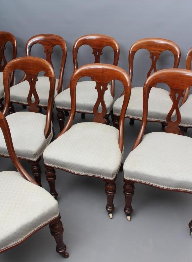 A SET OF TEN VICTORIAN MAHOGANY DINING CHAIRS Image
