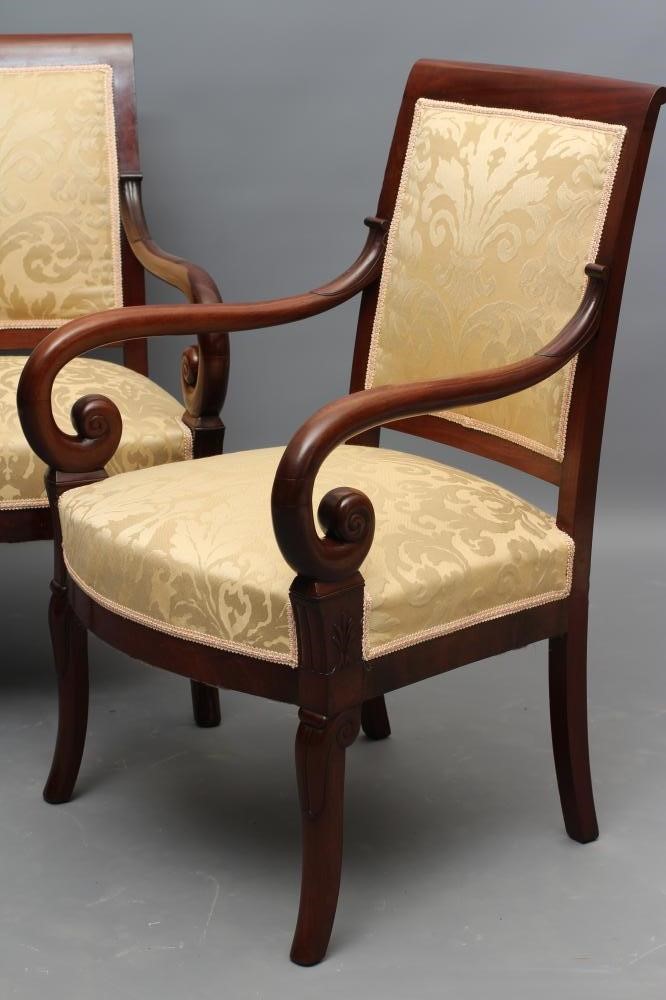 A PAIR OF MAHOGANY FRAMED EMPIRE STYLE ARMCHAIRS Image