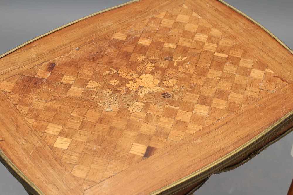 A LOUIS XVI STYLE MAHOGANY AND FLORAL INLAID OCCASIONAL TABLE Image