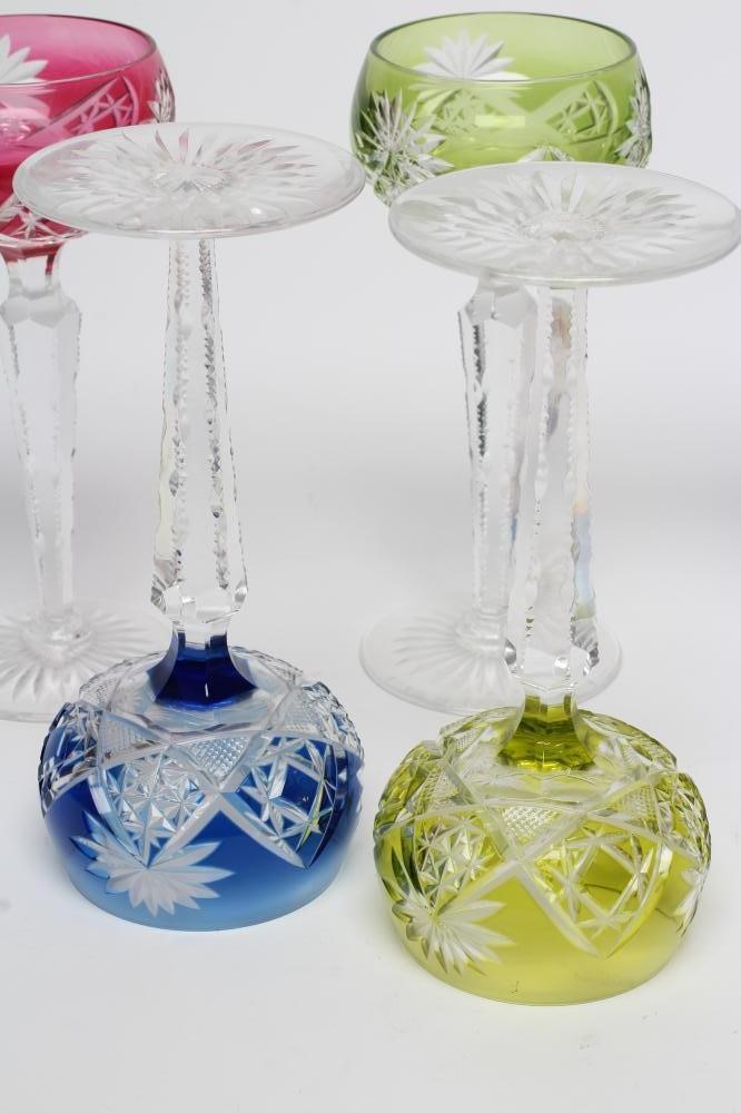 A HARLEQUIN SET OF SIX VAL ST. LAMBERT HOCK GLASSES Image