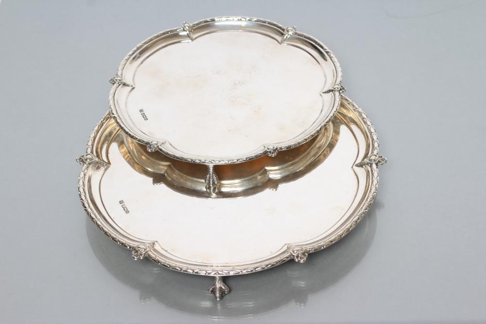 TWO GRADUATED SILVER SALVERS Image