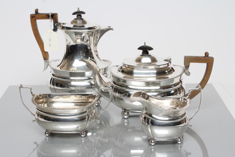 A SILVER FOUR PIECE TEA SERVICE Image