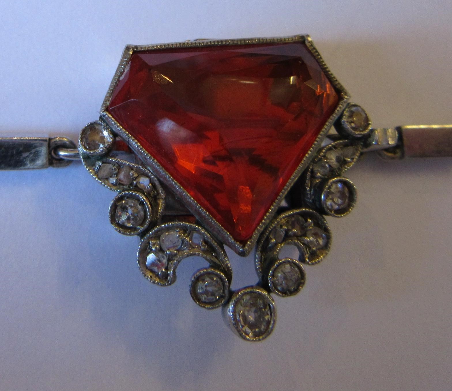 A FIRE OPAL AND DIAMOND NECKLACE BY W. PHILLIPS Image