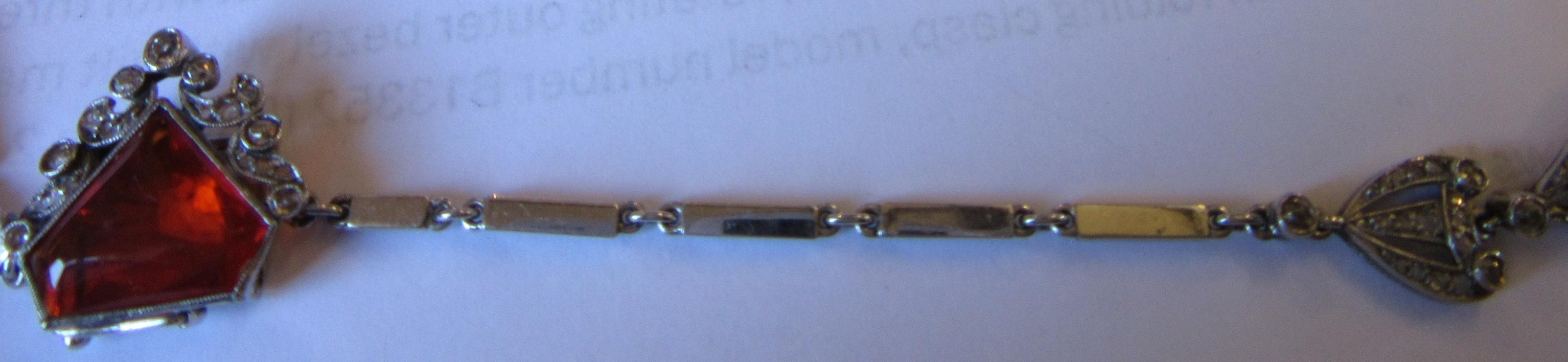 A FIRE OPAL AND DIAMOND NECKLACE BY W. PHILLIPS Image