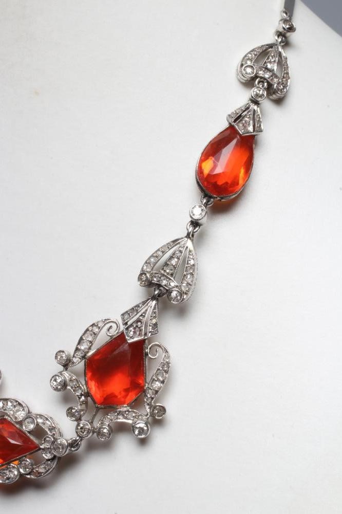 A FIRE OPAL AND DIAMOND NECKLACE BY W. PHILLIPS Image