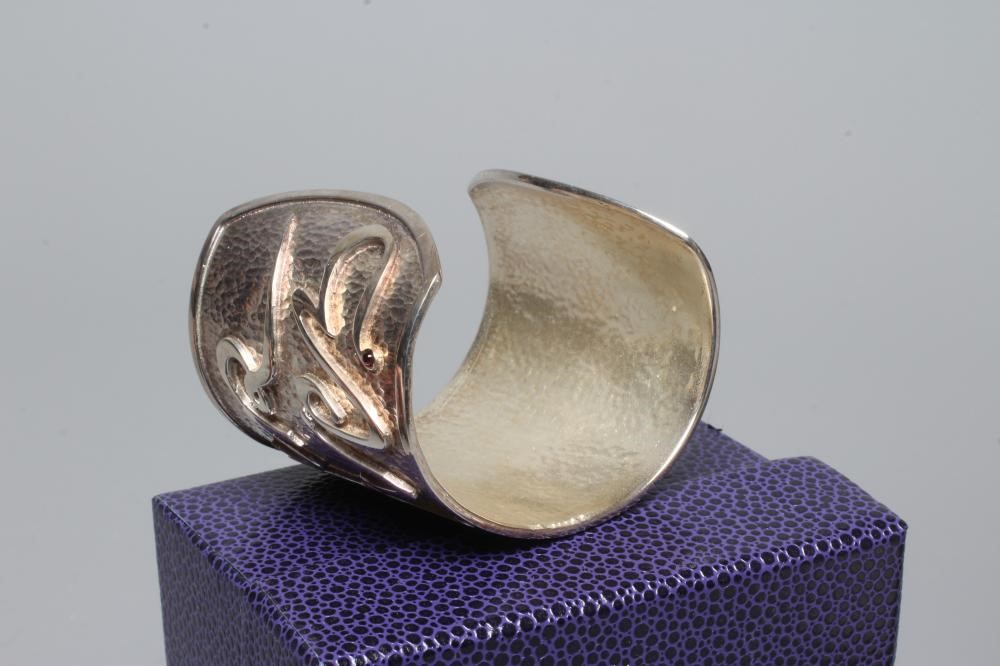 A MODERN WIDE SILVER CUFF by Hamilton & Inches Image