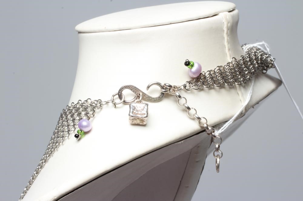 A MODERN SILVER CHAINMAIL 'SCARF' NECKLACE by Hamilton & Inches Image