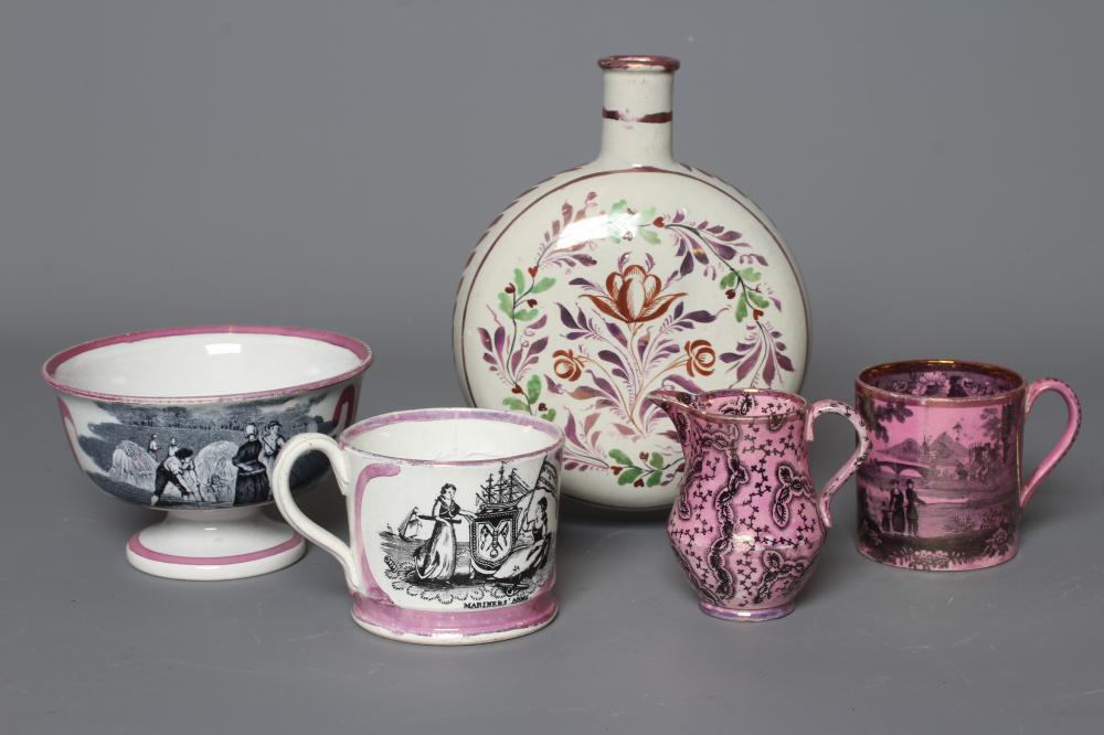 A COLLECTION OF PINK LUSTRE POTTERY Image