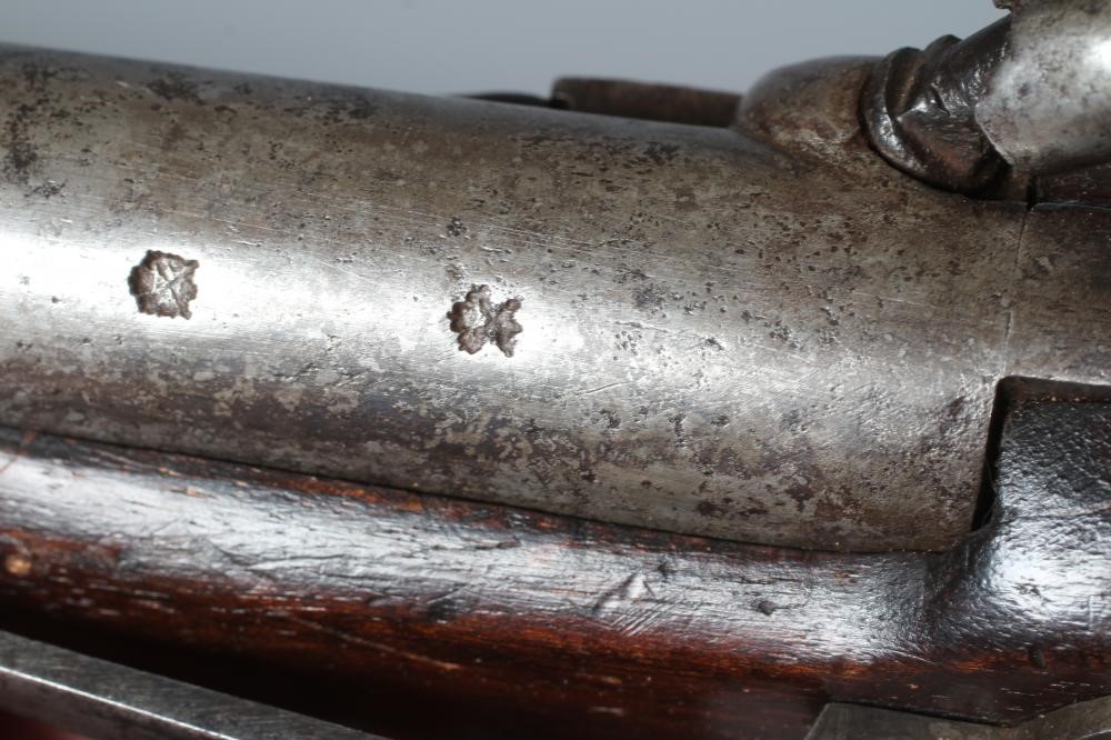 A PERCUSSION TOWER TYPE PISTOL with 9" barrel, brass furniture, walnut stock, steel belt loop and Image