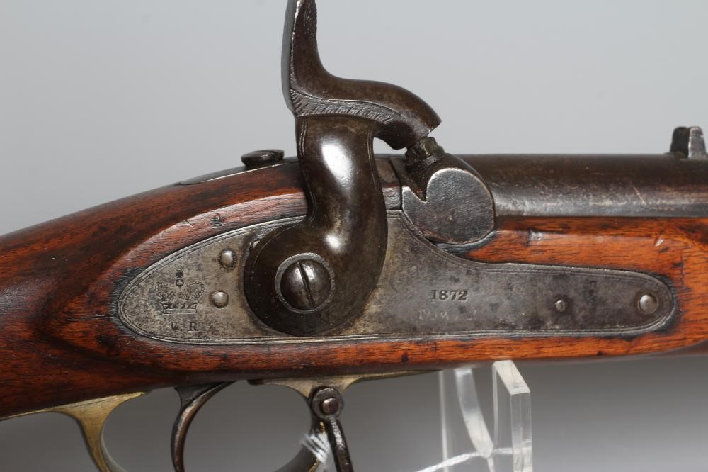 A TOWER PERCUSSION MUSKET with 39" barrel, action with crown over VR and 1872 over TOWER, walnut Image