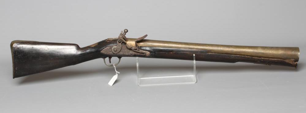 A FLINTLOCK BLUNDERBUSS with 24 1/2" flared barrel, action inscribed TOWER, wood stock and steel Image
