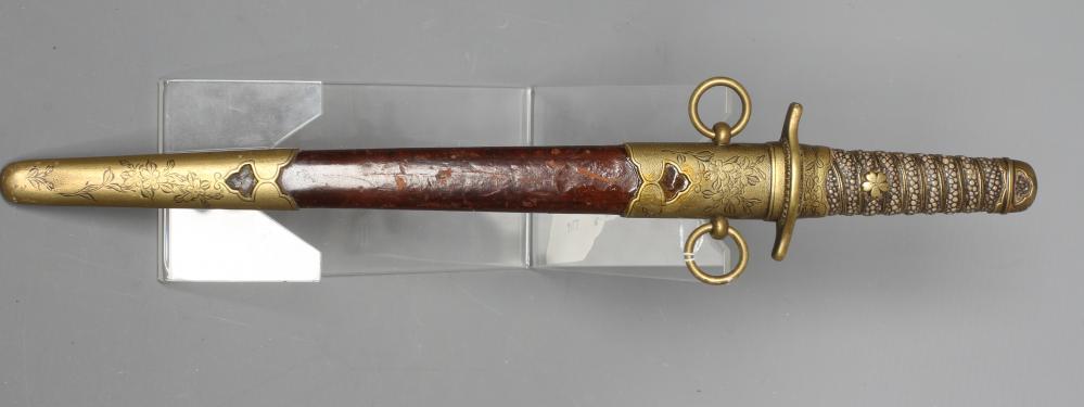 A JAPANESE NAVAL DIRK with 9 3/8" straight blade Image