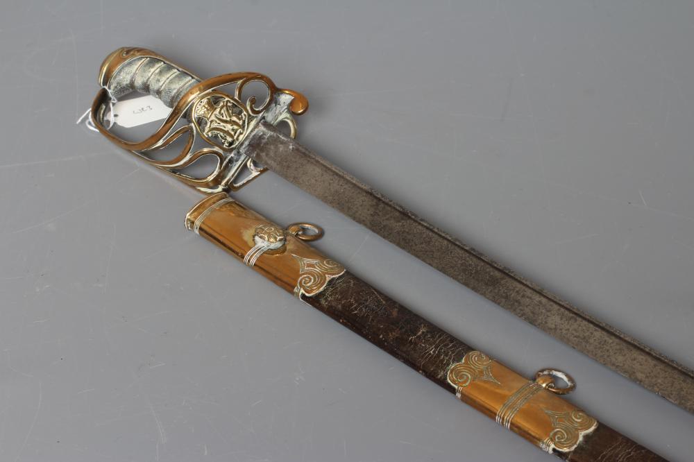 AN 1822 PATTERN INFANTRY OFFICER'S SWORD with 32" curved and pipe backed blade Image