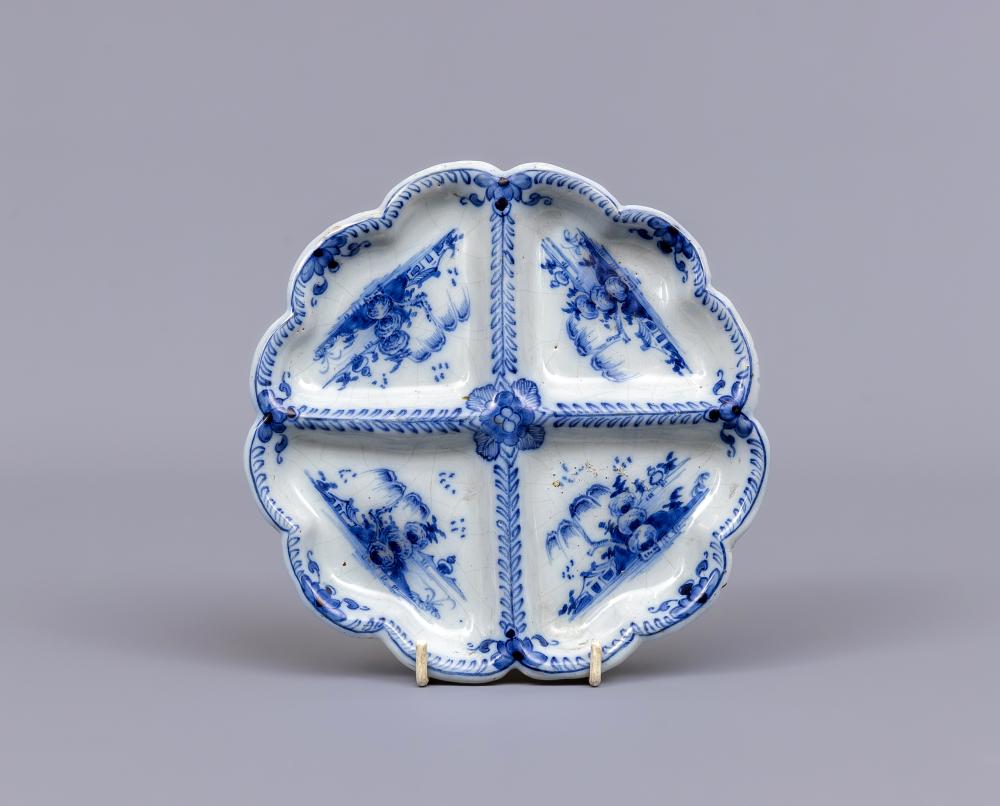 A DELFT SWEETMEAT FOUR SECTION DISH Image