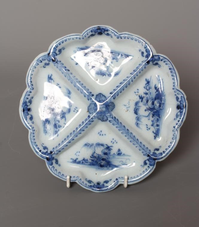 A DELFT SWEETMEAT FOUR SECTION DISH Image