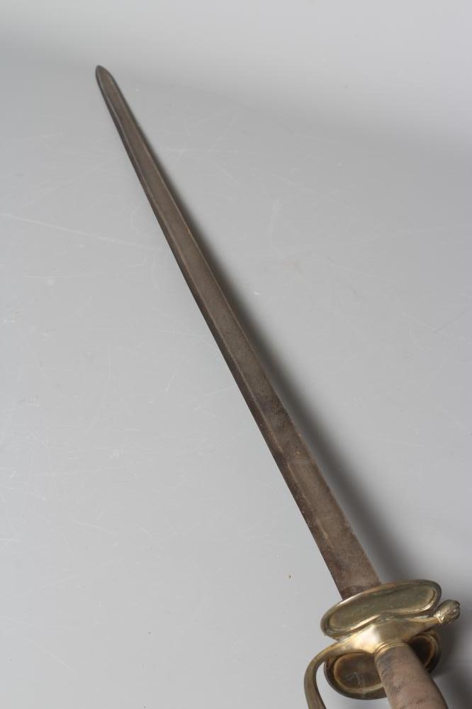 A 1796 PATTERN OFFICER'S SWORD with 32" blade, brass hilt with folding shell guard inscribed JA, Image