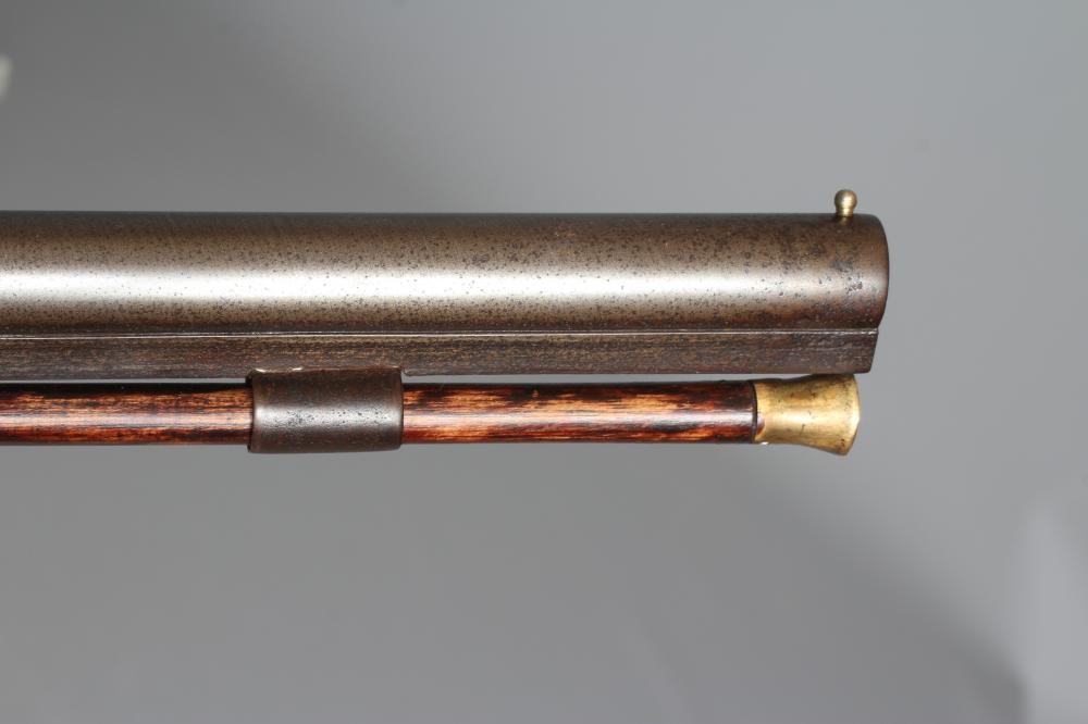 A PERCUSSION FOWLING GUN, the 32 1/4" barrel hexagonal at the breech, foliate etched action, walnut Image