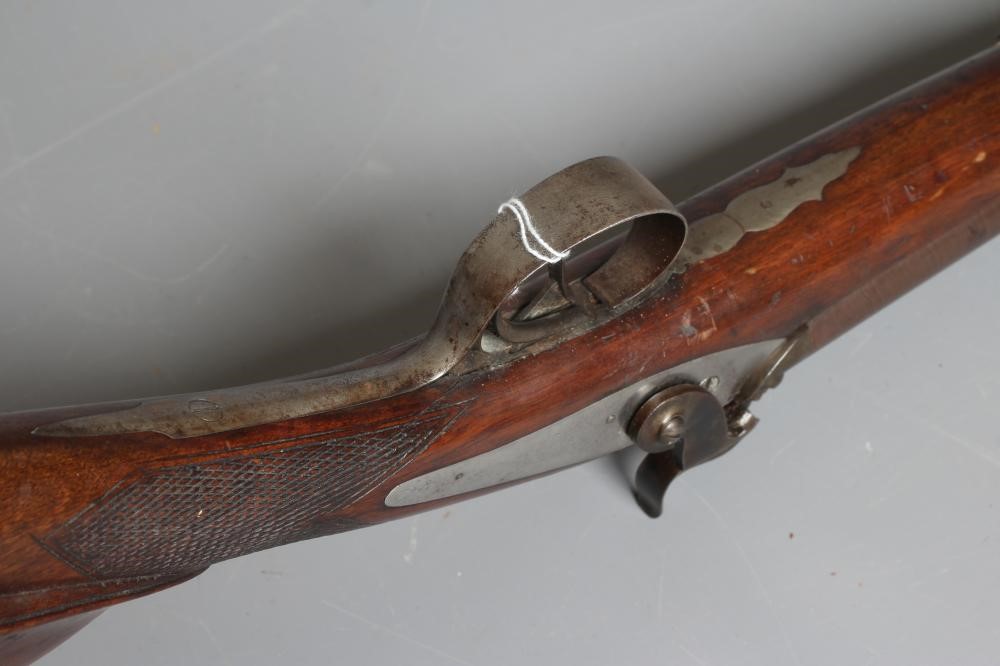 A PERCUSSION DOUBLE BARELLED RIFLE with 34 5/8" damascus barrels Image