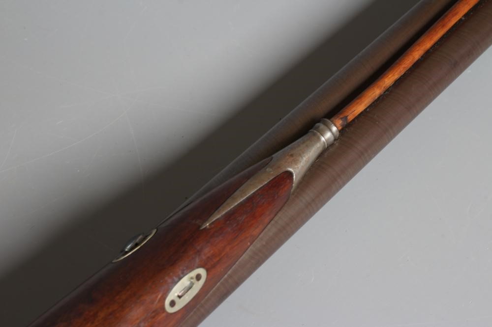 A PERCUSSION DOUBLE BARELLED RIFLE with 34 5/8" damascus barrels Image