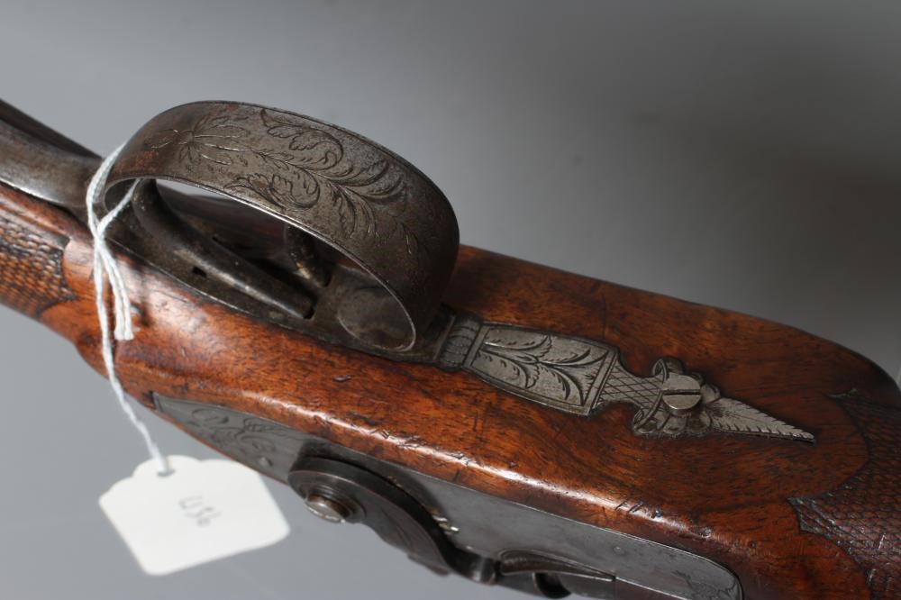 A PERCUSSION DOUBLE BARELLED RIFLE with 31 3/4" damascus barrels Image