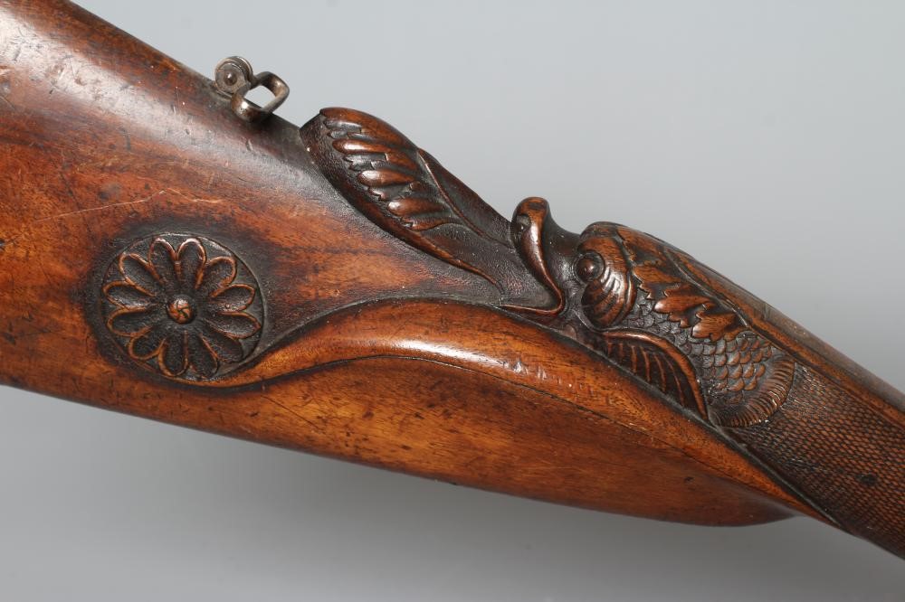 A PERCUSSION DOUBLE BARELLED RIFLE with 31 3/4" damascus barrels Image