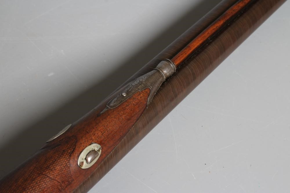 A PERCUSSION DOUBLE BARELLED RIFLE with 31 3/4" damascus barrels Image