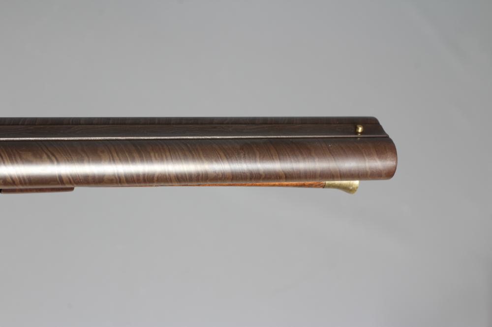 A PERCUSSION DOUBLE BARELLED RIFLE with 31 3/4" damascus barrels Image