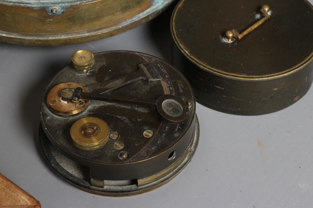 THREE ANTIQUE NAVIGATION TOOLS comprising an Elliott Brothers of London pocket sextant in integral Image