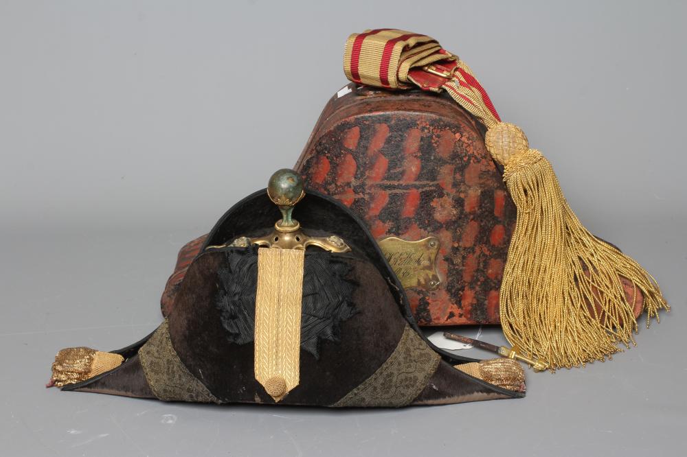 AN EDWARDIAN ARMY OFFICER'S BEAVER SKIN BICORN HAT Image