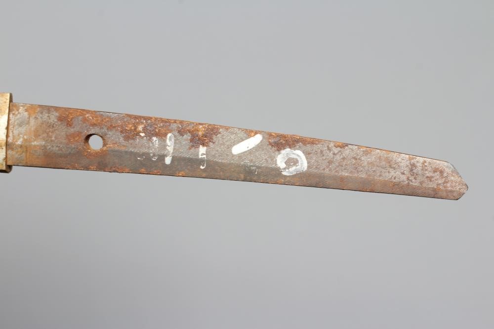 A JAPANESE KATANA with 24 1/2" curved blade, mildly undulating hamon, tang signed and painted, WWII Image