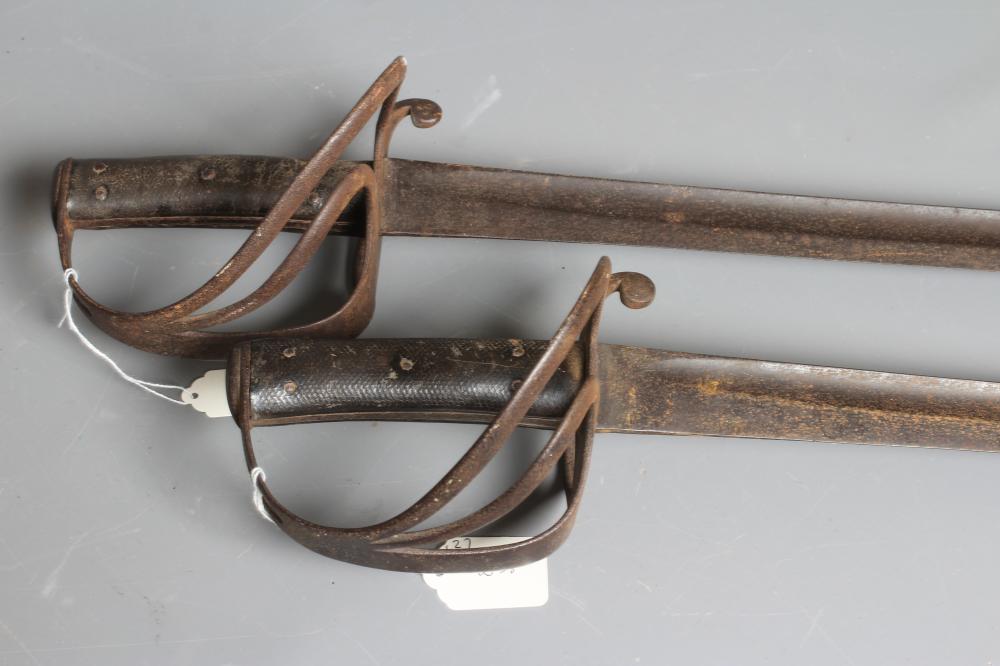 TWO 1853 PATTERN CAVALRY TROOPER'S SWORDS both with approximately 35 1/2" blades, typical hilts and Image