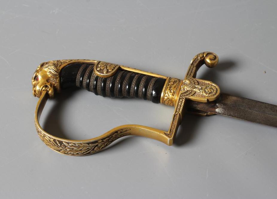 A GERMAN THIRD REICH ARMY OFFICER'S SWORD with 30 1/2" curved blade, hilt with reichsadlker langet, Image