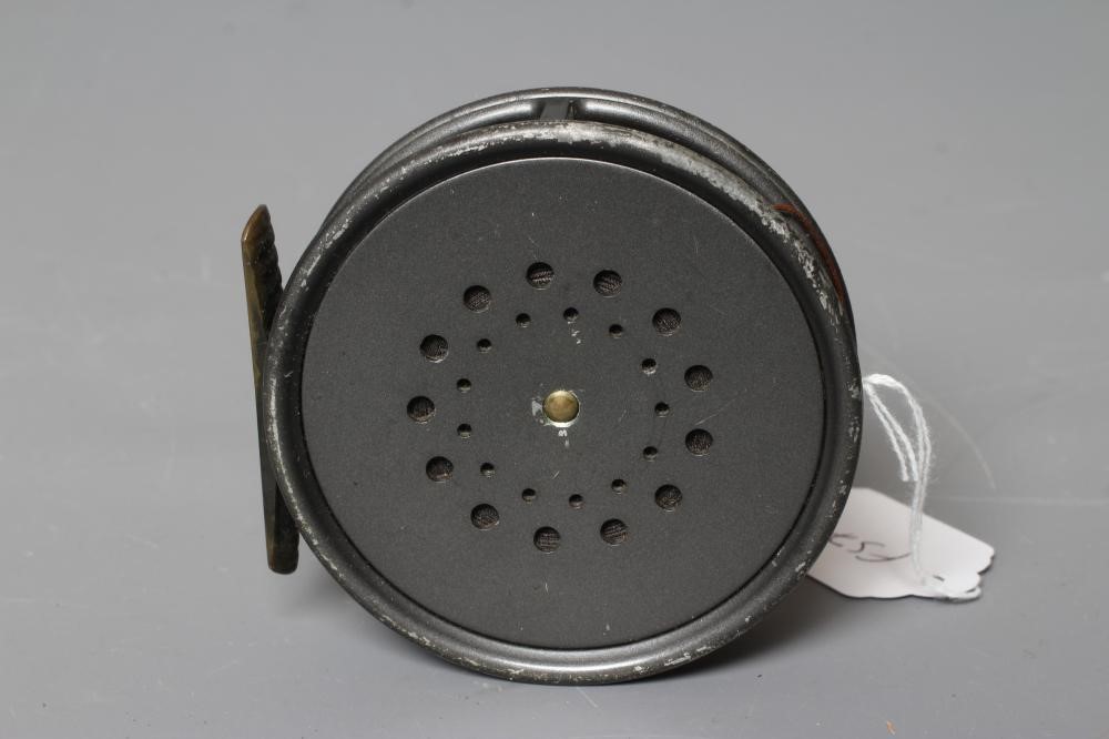 A HARDY THE "PERFECT" 3 5/8" FLY FISHING REEL with rim drag screw and brass foot (Est. plus 24% Image